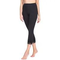 Merry Style MS-MS10-290-LE Dames Capri Leggings - Sport - Vrijetijdsbroek - 3/4 Lengte met Kant - Viscose - Sporbroek - Yogabroek - Zwart - XXL