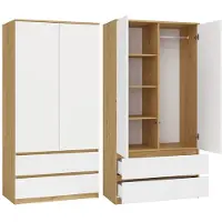 Malwa Moderne garderobekast MALWA SS-90 met TIP-ON, 5 planken en 2 lades | Artisan Eik/Wit | 90x180x50 cm