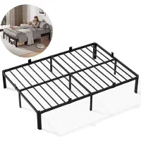 KUTAS Metalen bedframe 140x190 cm - Minimalistisch - Tweepersoonsbed - Stevig - Stil - Anti Slip - IJzeren Bed - metaal - Roestvrij - Duurzaam - Zwart