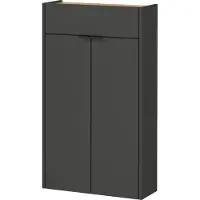 Huisenthuis.nl Opbergkast Eleonore Eiken - Grafiet - Breedte 56 cm - Hoogte 97 cm - Diepte 22 cm - Met lades - Met planken - Met openslaande deuren