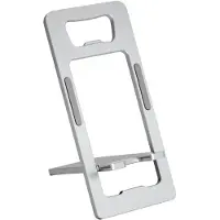 Sanorum Telefoonhouder standaard - Kaartvormig - Mobiele telefoonstandaard - Opvouwbaar - Multifunctionele desktopstandaard - Ruimtebesparend - zilver