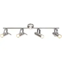 Globo Lighting LED spot strip 4 vlammen plafondlamp zwenkbare spot met beweegbare spots, chroom, 4x 4W 256Lm warm wit, LxBxH 68 x 8 x 16 cm