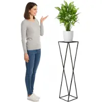 HowHomely - Moderne Plantenstandaard - Zwart - Loftstijl - 100cm