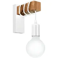 Eglo Townshend Wandlamp - E27 - 21,5 cm - Hout - Wit/Bruin - FSC Hout