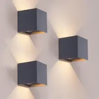LEDVION - 3x USB Oplaadbare Wandlamp met Sensor – 4400 mAh – Antraciet – Draadloos – IP44 – Binnen & Buiten – Warm Wit Licht - Dag en nachtsensor