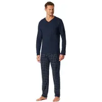 Schiesser Pyjama lang ' Fine Interlock ' nachtblauw