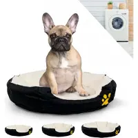 Mobiclinic Pluto - Hondenbed - Huisdier Bed - Verschillende maten beschikbaar - Zacht - Kattenbed - Antislipbodem - Comfortabel en Aangenaam - Machinewasbaar - Maat L - Zwart en Beige