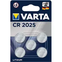 Varta CR2025 lithiumbatterij in een verpakking van 5