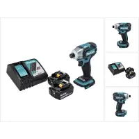 Makita DTS 141 RG Accu Impulsmoersleutel 18 V 40 Nm 1/4" Borstelloos + 2x Accu 6.0 Ah + Lader (Oplaadbare batterij)