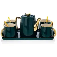 HowHomely Noah Green Gold Serie - Koffieservies - Groen - Gouden Details