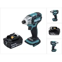 Makita DTS 141 T1 Accu-impulsmoersleutel 18 V 40 Nm 1/4" Borstelloos + 1x accu 5.0 Ah - zonder oplader (Oplaadbare batterij)