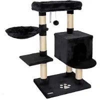 Lionto Kattenkrabpaal, met grot, ligbed & sisalpalen, zwart