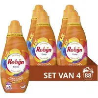 Robijn - Vloeibaar Wasmiddel - Klein & krachtig - Color - 4 flessen - 88 wasbeurten - Voordeelverpakking