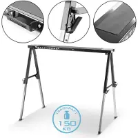 Stahlwerk Zaagbok SB-910 ST gepoedercoate metalen werkbok | universele klapbok | steigerschraag in hoogte verstelbaar van 645 tot 910 mm met 150 kg draagvermogen en antislip oppervlak