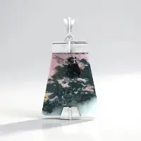 Cavill - Zilveren Hanger met 53 ct Sulawesi Rhodoniet - 925 Sterling Zilver Geplateerd - Fancy Cabochon 35x30 mm - Bali Stijl Roze Groen Exclusief