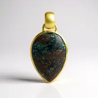 Cavill - Zilver Vergulde Druppelvormige Cabochon Zariniet Hanger - 22 Karaat Russische Edelsteen - Bezelzetting - Elegante Unieke Zilveren Hanger