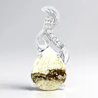 Cavill - Zilveren Hanger - 925 Sterling Zilver - 1,65 ct Druppelvormige Magnesiet Cabochon met 6 Witte Topazen - Elegante Sieraad