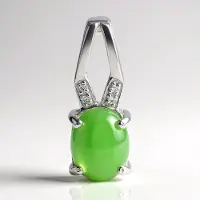 Cavill - Zilveren Hanger 925 Sterling Zilver - 0,76 ct Chrysopraas & 0,016 ct Witte Topaas - Ovaal Cabochon - Elegant 19x7,5 mm