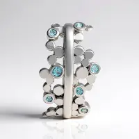 Cavill - Zilveren Hanger - 925 Sterling Zilver - 7 Londen Blauwe Topaas 0,126 ct - Rond Slijpsel - Modern Design - Elegante Dameshanger