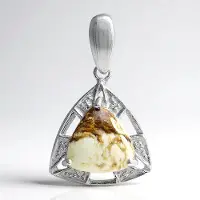 Cavill - Zilveren Hanger - 925 Sterling Zilver - Braziliaanse Magnesiet 4 91 ct Triljant Cabochon - 6 Witte Topaas 0 023 ct - Elegant Design