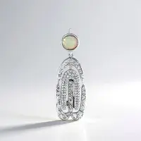 Cavill - Zilveren Hanger 925 Sterling Zilver Geplateerd Platina - Welo-Opaal 0,453 ct - Cambodjaanse Zirkonen 0,240 ct - Ronde, Moderne Sieraad Vrouw