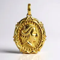 Cavill - Zilveren Hanger - 925 Sterling Zilver Verguld - Elegante Ovale Cameo - Lichtgewicht 4,53g - Vintage Stijl Sieraad