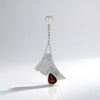Cavill - Zilveren hanger met 1,235 ct Mozambique granaat - 925 Sterling zilver geplatineerd - Peervormig briljant - Elegante dames sieraden