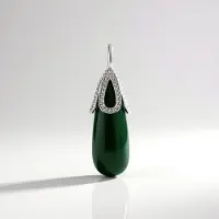 Cavill - Zilveren Hanger - 925 Sterling Zilver Geplatineerd - Groene Aventurijn 17.7 ct - Druppelvorm Briolette - Elegant Monosono