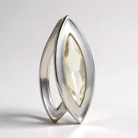 Cavill - Zilveren Hanger - 925 Sterling Zilver - Witte Kwarts 1,9 ct Marquise Slijpsel - Modern Elegant Design - MONOSONO COLLECTION
