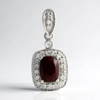 Cavill - Zilveren Hanger 925 Sterling Zilver - Rode Tijgeroog Cabochon 1,97 ct - Witte Topaas 0,46 ct - Vintage Elegant Sieraad