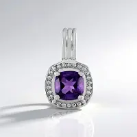 Cavill - 925 Sterling Zilver Hanger met 0.819 ct Braziliaanse Amethist - Antiek Kussen Slijpsel - Elegant Paars Sieraad 16x10 mm