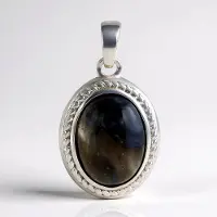 Cavill - Zilveren Hanger met Ovale Pietersiet 7,634 ct - 925 Sterling Zilver - Natuurlijke Aardetinten - Elegant Dames Sieraad - 31x18 mm