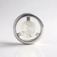 Cavill - Zilveren Hanger 925 Sterling Zilver - Witte Kwarts Rond Slijpsel 1 653 ct - Elegante Prong Zetting - Monosono Collection - 14x14 mm