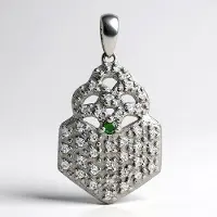 Cavill - Zilveren Hanger - 925 Sterling Zilver - Bosgroene Zirkon 0.035 ct Rond briljant - 37 Zirkonia - Elegant Filigraan