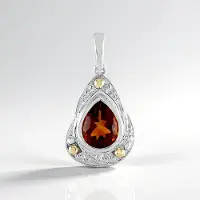 Cavill - Zilveren hanger met Madeira citrien 1 379 ct - 925 Sterling zilver - 14K gouden accenten - Druppelvorm - Vintage elegante dameshanger