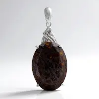 Cavill - Zilveren hanger - 925 Sterling Zilver - Dinosaurus Kwarts 17,95 ct Ovaal & Witte Topaas 0,026 ct - Elegant Filigraan Design