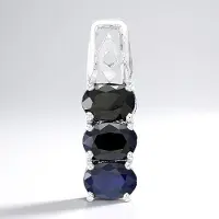 Cavill - Zilveren Hanger - 925 Sterling Zilver - 3 Ovale Blauwe Saffieren 1,92 ct - Elegante Diepblauwe Sieraden - Modern & Tijdloos
