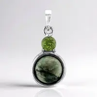 Cavill - Zilveren Hanger 925 Sterling Zilver Platina Coating - 2.25 ct Mariposiet en 0.252 ct Peridoot - Elegante Groene Edelstenen - Rond