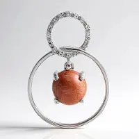 Cavill - Elegante Zilveren Hanger 925 Sterling - Brazilliaanse Kattenoog Scapoliet 2,11 ct & 14 Witte Topazen 0,073 ct - Ronde Cabochon