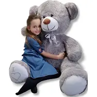 Viking Choice Knuffelbeer met hart - 160 cm - Grijs - Premium pluche kwaliteit