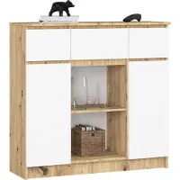 Akord Ladekast K100 met 3 Lades, 2 Deuren en 1 Plank / Furniture Factory / Artisan Eik - Wit / 101 x 98 x 35 cm