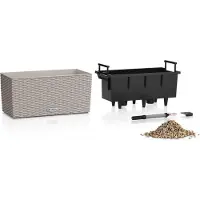 Lechuza BALCONERA Cottage 40 - Plantenbak - met uitneembare binnenbak - met bewateringssysteem - ALL-IN-ONE set met -PON - grafietzwart