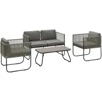 Outsunny -Gartenmöbel Set-PE-Rattan, Stahl-116L x 60B x 69H cm-Dunkelgrau