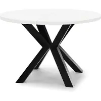 Dekori.Interiors Uitschuifbare eettafel van massief hout, wit (RAL 90), afmetingen 140 cm, met stevige zwarte beukenpootjes – in landelijke of industriële stijl