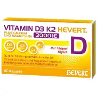 Hevert Arzneimittel GmbH & Co. KG Vitamin D3 K2 Hevert plus Calcium en Magnesium, 2000 IE, 60 capsules
