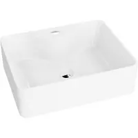 Domino CASTOR - Opzetwastafel - 47x37x14cm - Met kraangat - Dunne rand Slim - Wit Hoogglans - Waskom Badkamer
