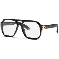 Philipp Plein Bril VPP148M 57/18/145 Glanzend Zwart Acetaat MAN VPP148M