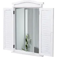 Mendler Wandspiegel Badkamerspiegel Badkamerspiegel venster met luiken, 71x46x5cm ~ shabby white