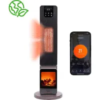 QLT Keramische Kachel – Elektrische Verwarming met Vlameffect, Oscillatie & App-bediening – 1000-2000W – Compact & Energiezuinig – Zwart