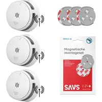 SAVS S10-W Draadloos koppelbare rookmelder - 3 rookmelders met magneet montage - LinkSmart - 10 jaar batterij - Optioneel WiFi - Infrarood sensor - Koppelbaar brandalarm zonder boren